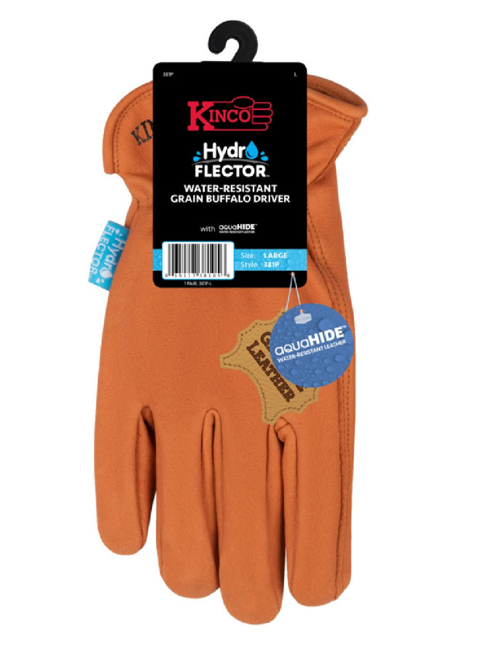 Kinco 381P-XL Buffalo Leather Elastic Work Gloves, X-Large