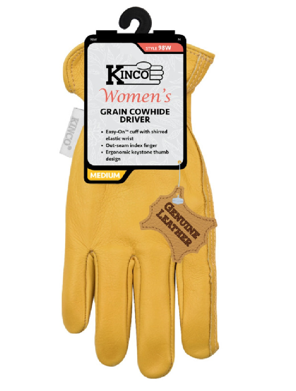 Kinco 98W-M Women's Unlined Grain Cowhide Leather Driver, Medium