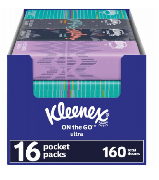 Kleenex 54365 Ultra Soft On-the-Go Facial Tissue, 3-Ply