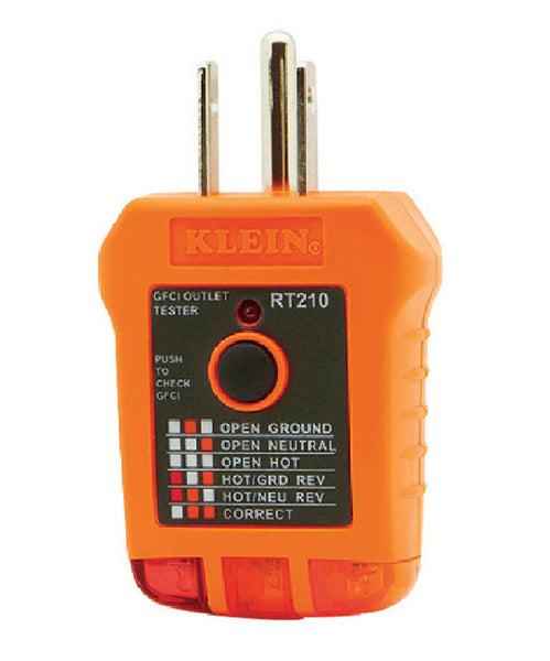 Klein Tools RT210 GFCI Receptacle Tester, Orange