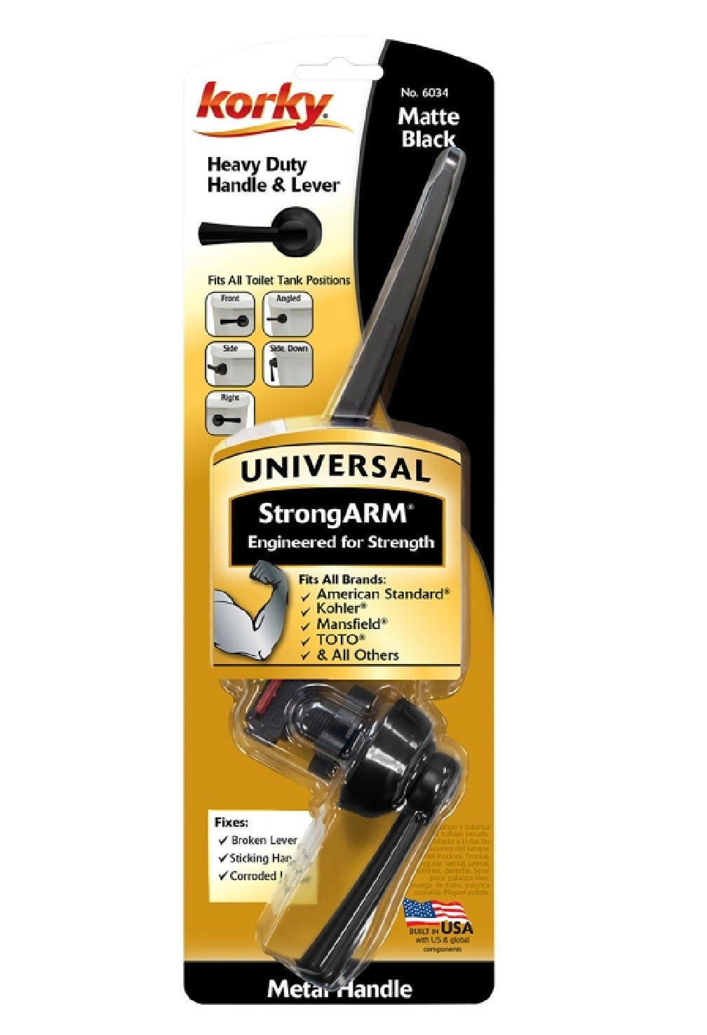 Korky 6034BP StrongARM Flush Lever, Black