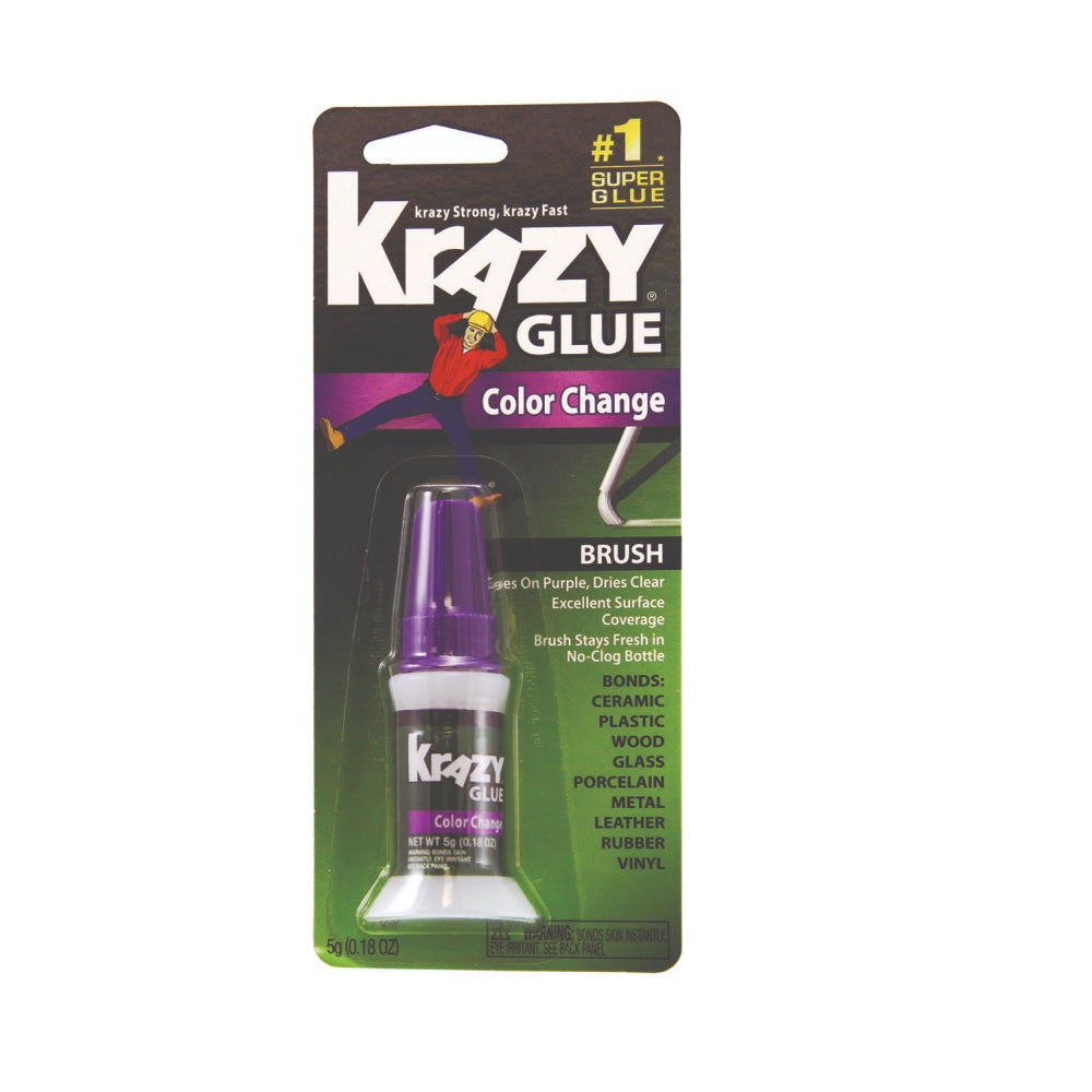 Krazy Glue KG98848R Brush-On Glue With Color Change Formula, 5 Gram