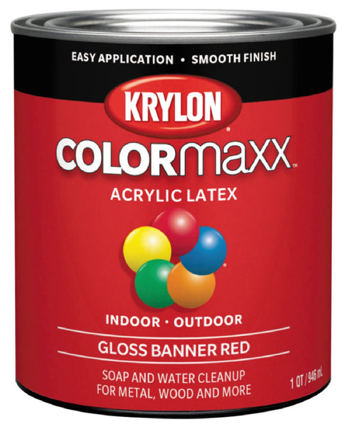 Krylon K05616007 COLORmaxx Interior/Exterior Paint, Banner Red