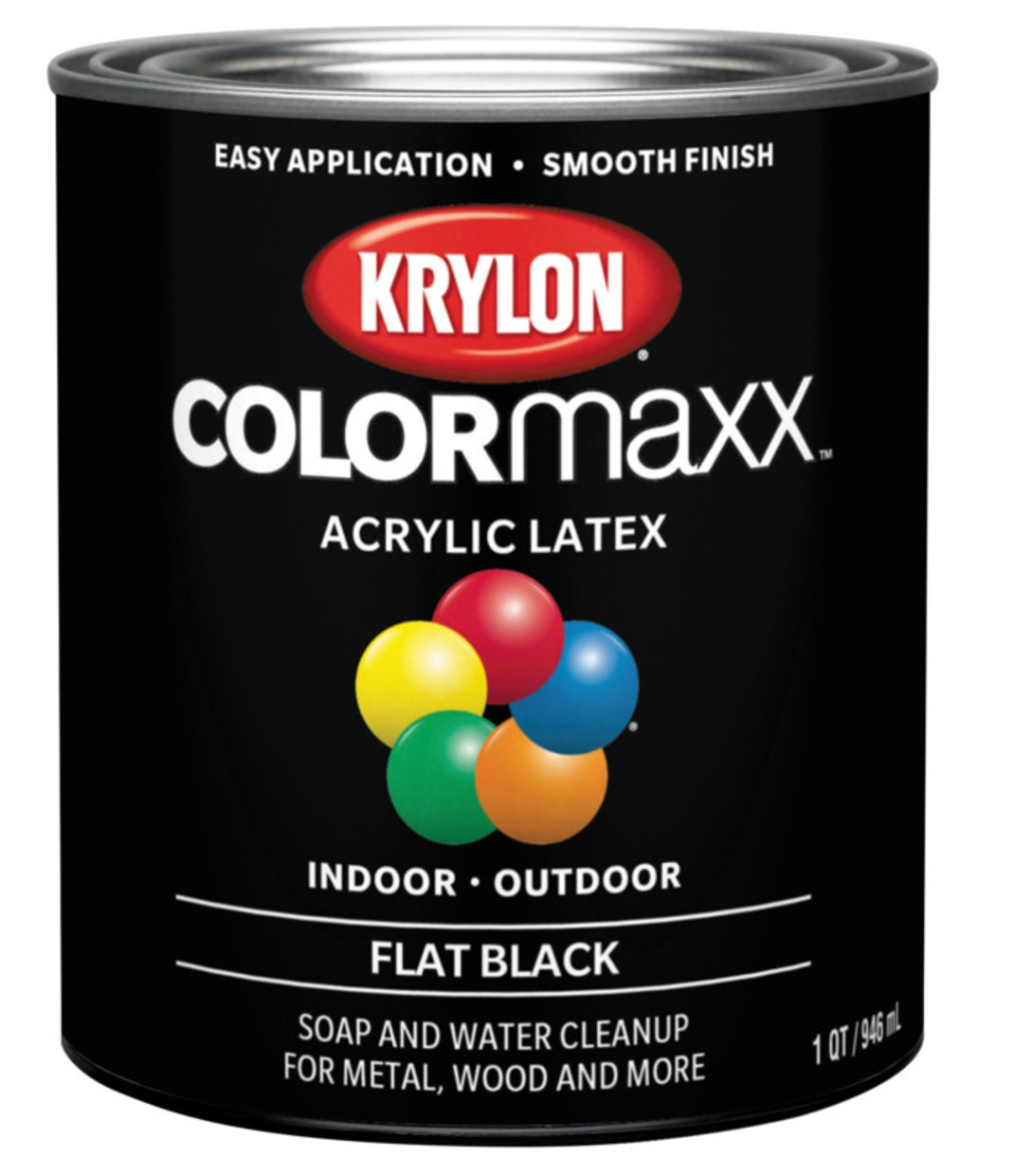 Krylon K05647007 COLORmaxx Interior/Exterior Paint, Black, 32 Ounce