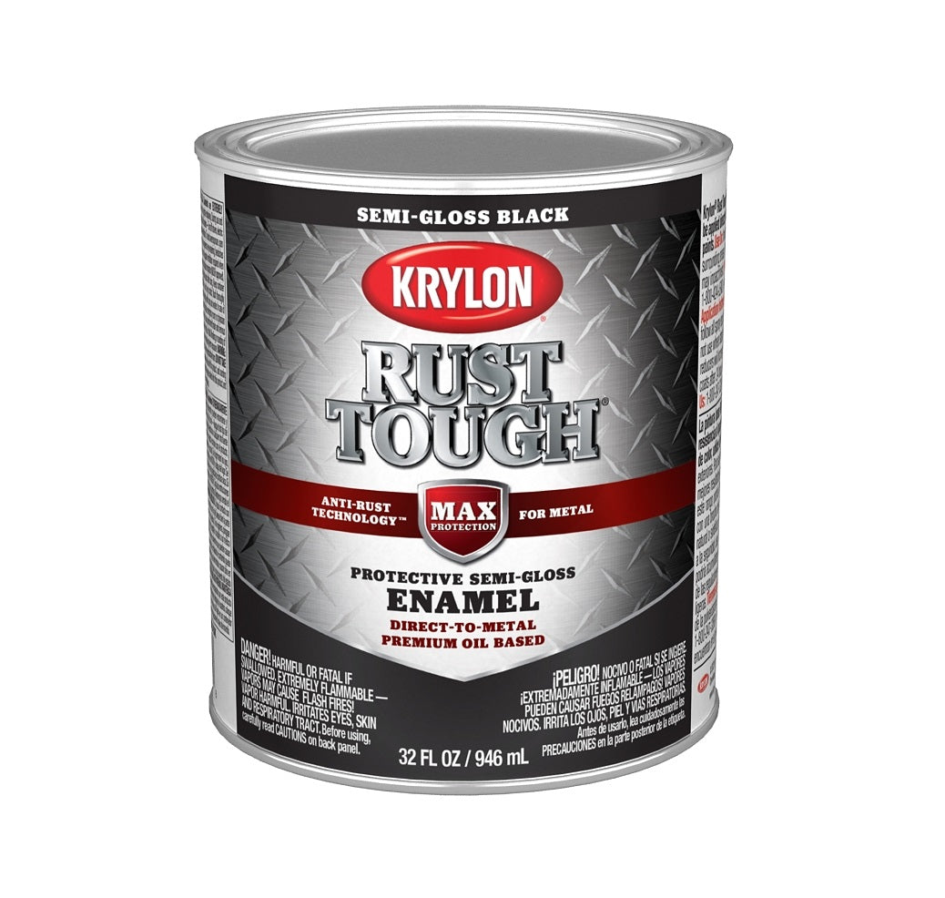 Krylon K09709008 Rust Tough Rust-Preventative Paint, Black, 1 Quart