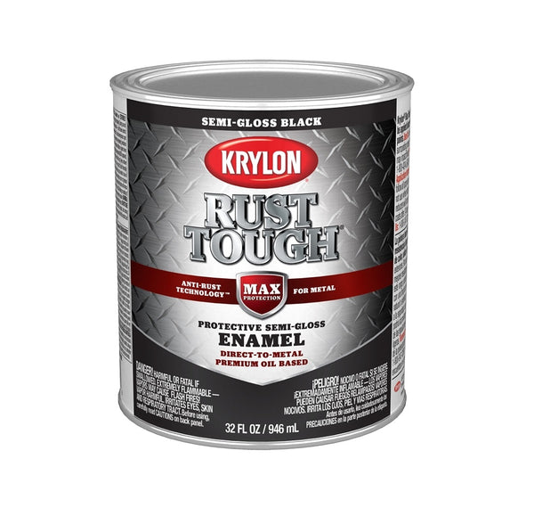 Krylon K09709008 Rust Tough Rust-Preventative Paint, Black, 1 Quart