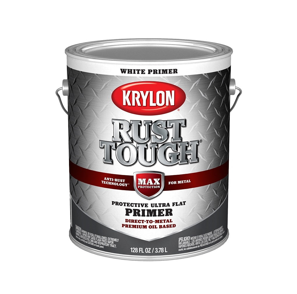 Krylon K09744008 Rust Tough Ultra Flat Primer, White, 1 Gallon ...