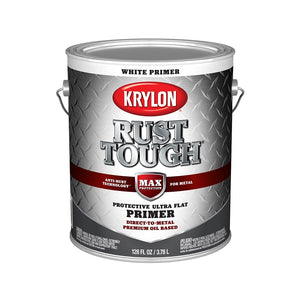 Krylon K09744008 Rust Tough Ultra Flat Primer, White, 1 Gallon