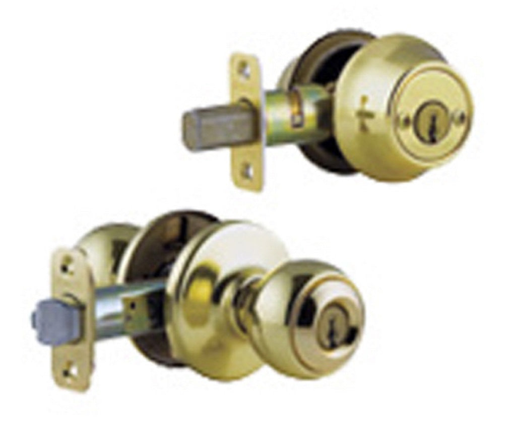 Kwikset 690P 3 6AL RCS KI BBPKG Polo Entry Combo Pack, Polished Brass