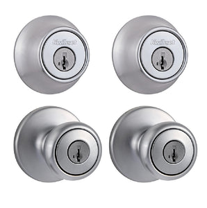 Kwikset 242T 26D CP K6 Tylo Entry Knob & Single Cylinder Deadbolt, Satin Chrome
