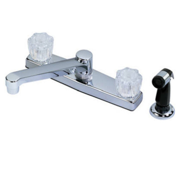 LDR 012 3405CP - CG Double Handle Kitchen Faucet With Spray, Chrome