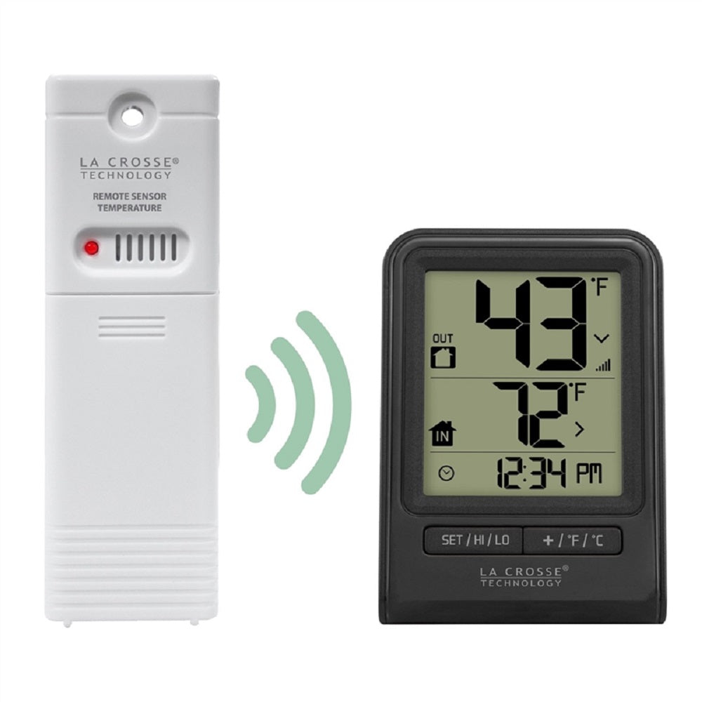 La Crosse Technology 308-1409BT-TBP Wireless Thermometer, Black, 32 to 122 deg F