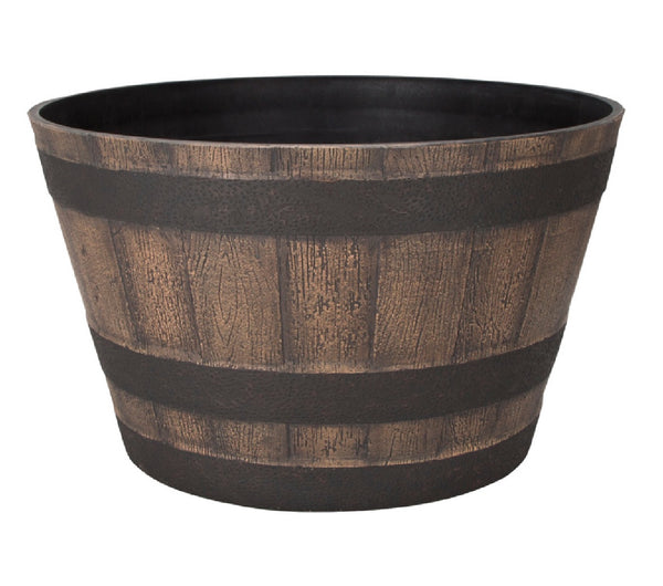 Landscapers Select PT-S022 Barrel Planter, Dark/Oak, 20.5 Inch