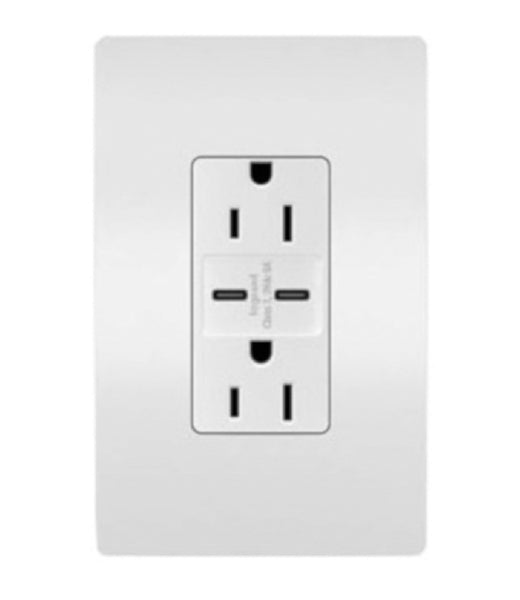 Legrand  R26USBCC6WCCV6 C Type Decorator USB Charger Wall Plate, 15 Amps