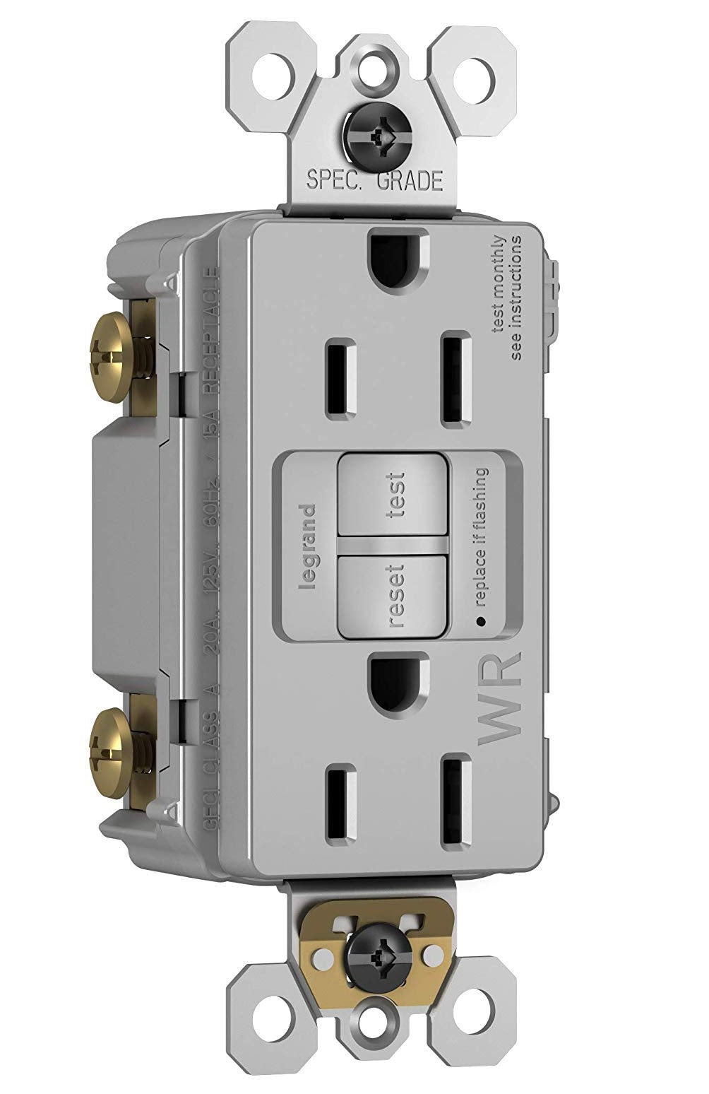 Legrand 1597TRWRGRYCCD4 Radiant GFCI Outlet,15-Amp, Gray