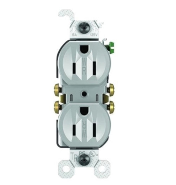 Legrand 3232TRWRGRYCC8 Weather & Tamper Resistant Duplex Receptacle, Gray
