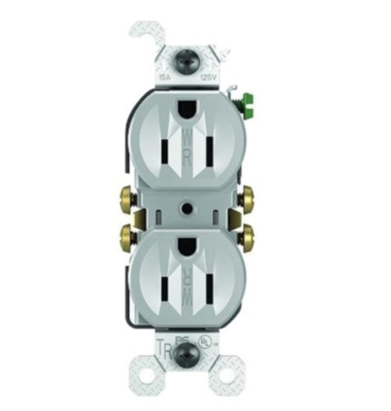 Legrand 3232TRWRGRYCC8 Weather & Tamper Resistant Duplex Receptacle, Gray