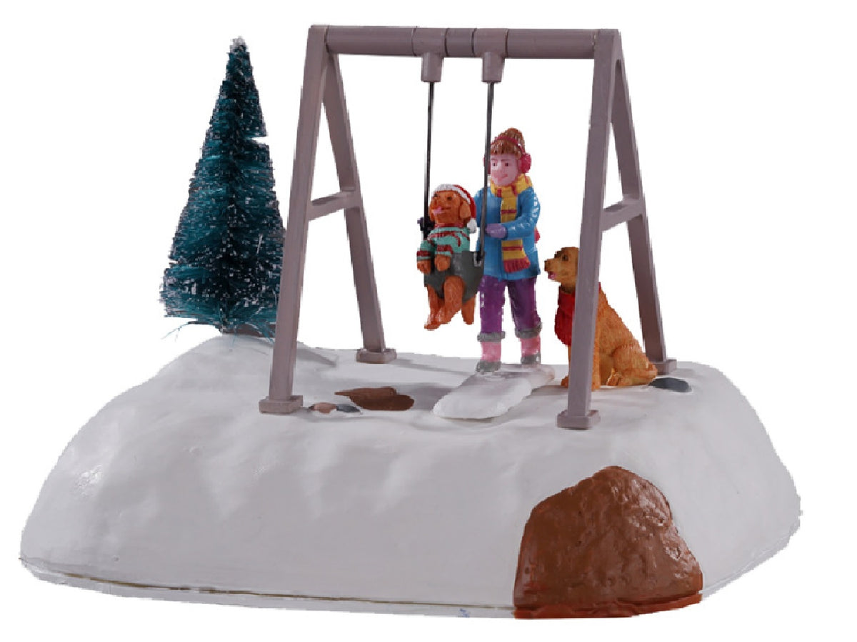 Lemax 14836 Christmas Puppy Gets a Swing Ride Figurine