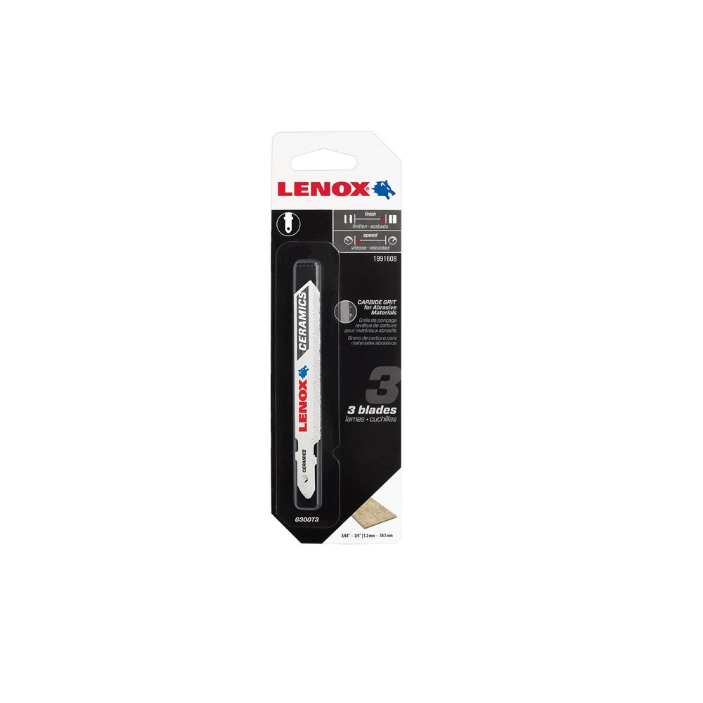Lenox 1991608 T-Shank Ceramics Jig Saw Blade, Carbide Grit, 3-1/2"