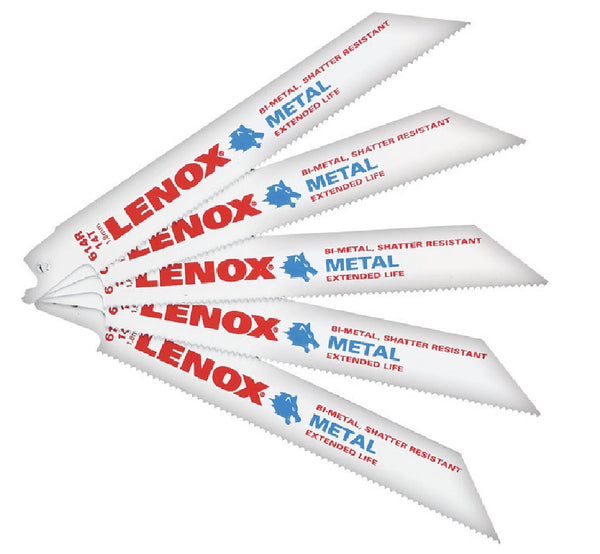 Lenox® 20564614R Metal Cutting Reciprocating Saw Blades, 14 TPI, 6", 5-Pack