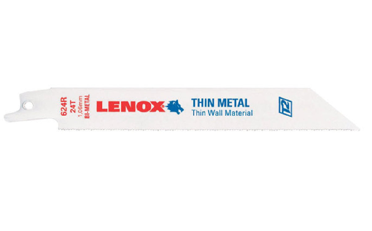 Lenox® 20569S624R Metal Cutting Reciprocating Saw Blade, 24 TPI, 6"