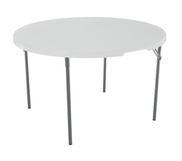 Lifetime 280064 Round Light Commercial Fold-In-Half Table, 48 Inch, White Granite
