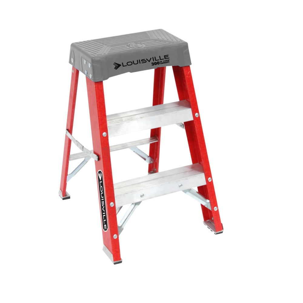Louisville FS1502 2-Step Stool, Fiberglass, Orange/Silver