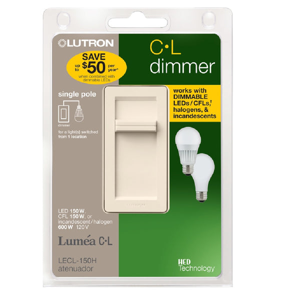 Lutron LECL-150H-IV Lumea Slide Dimmer Switch, Ivory