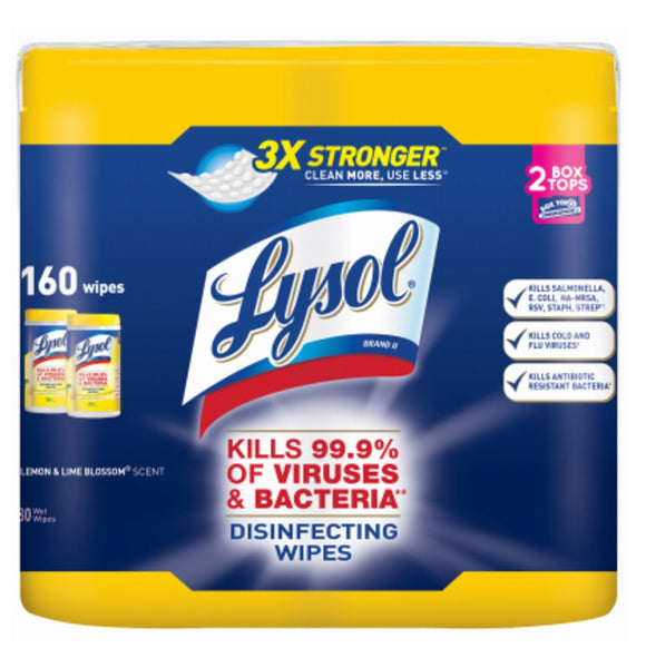 Lysol 1920080296 Lemon & Lime Blossom Scent Lysol Wipes, 80 Count