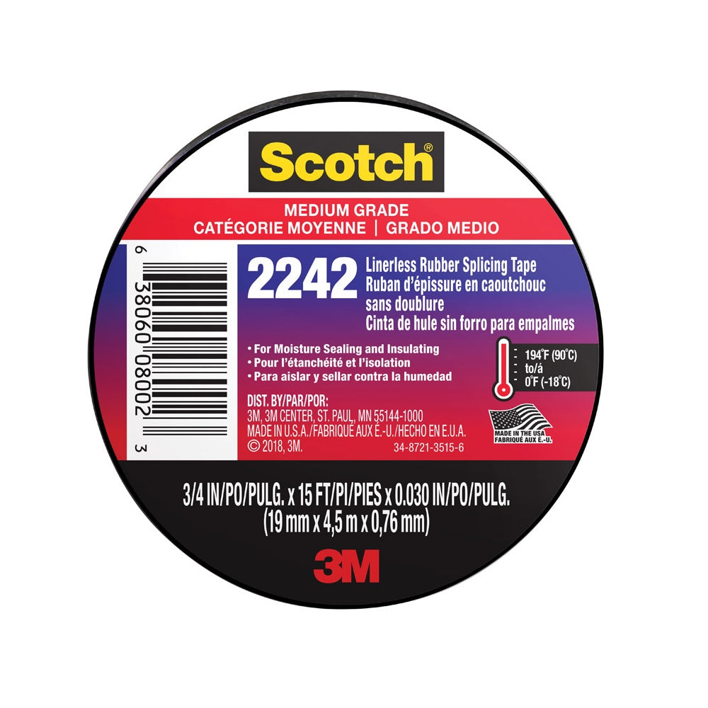 3M 6165-BA-10 Scotch Electrical Tape, Black
