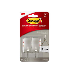 3M 17033BN-2ES Command Decorative Hooks, Brushed Nickel