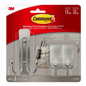 3M 17036BN-VPES Command Decorative Hooks, Brushed Nickel