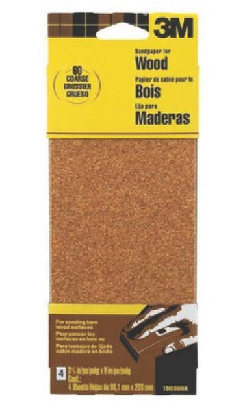 3M 19038-20-CC Sandpaper, Garnet, 60 Grit