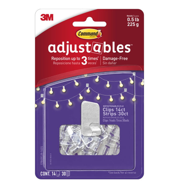 3M 17840CLR-14ES Command Adjustables Hooks, Small