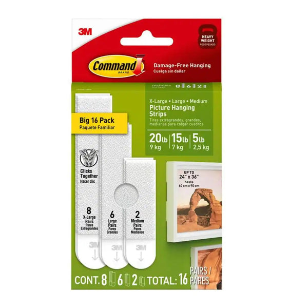 3M 17218-16ES Command Picture Hanging Strip, White