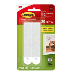 3M 17217-8ES Command Picture Hanging Strips, White