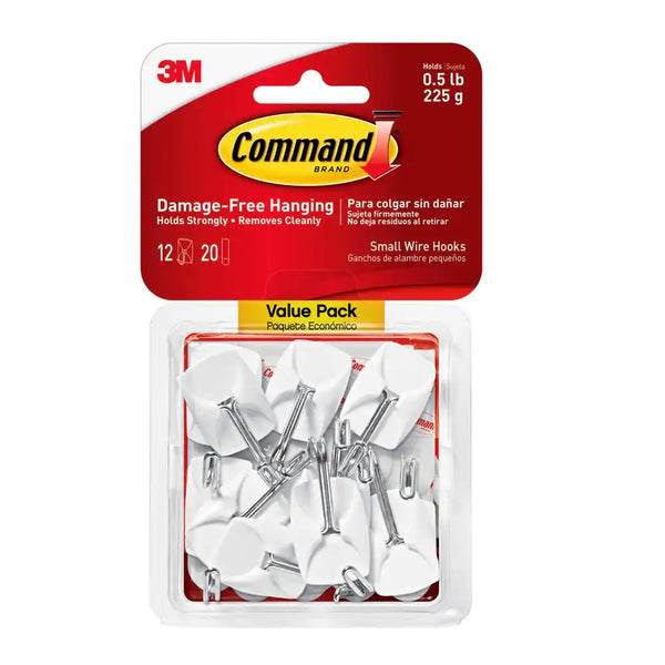 3M 17067-12ES Command Small Wire Hooks Value Pack, White