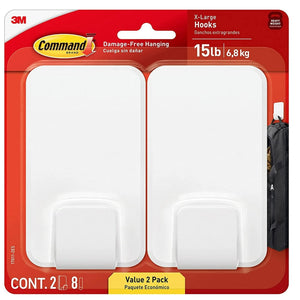 3M 17011-2ES Command Utility Hooks, White, Plastic