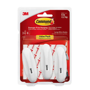 3M 17069-3ES Command Wire Hooks, White