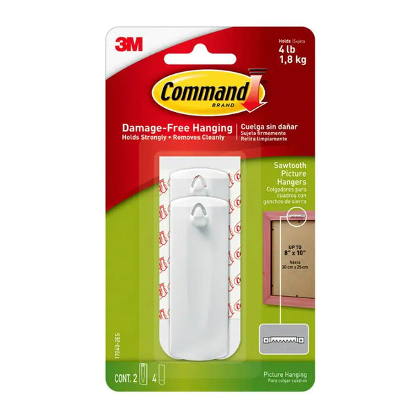 3M 17040-2ES Sawtooth Picture Hangers, White