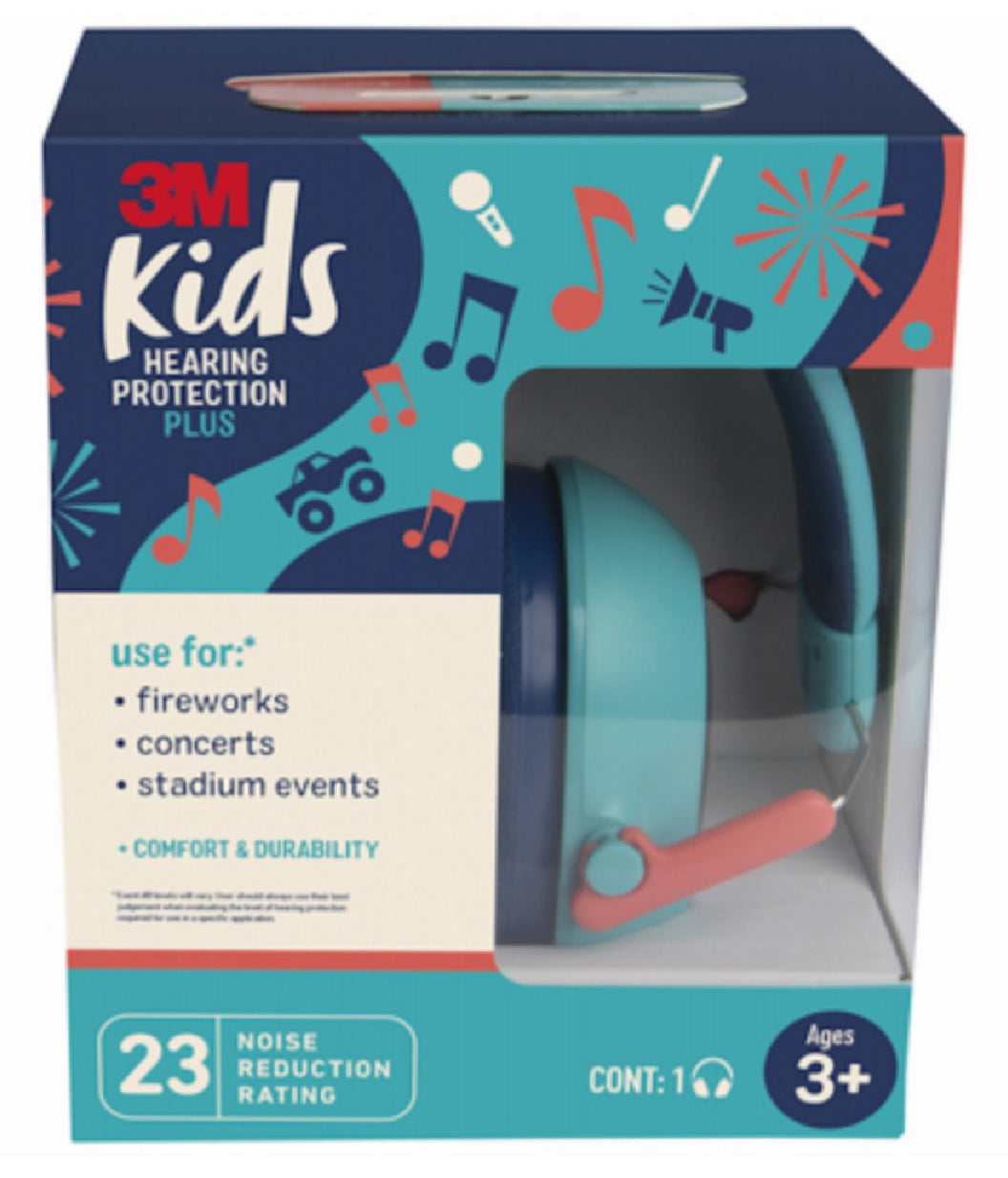 3M PKIDSP-TEAL Kids Hearing Protection, Teal