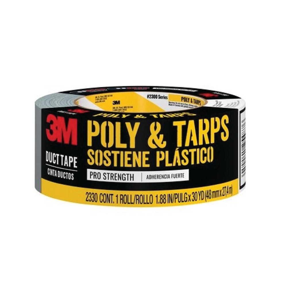 3M 2325 Poly and Tarp Duct Tape, Grey, 1.88 inches X 30 Yards