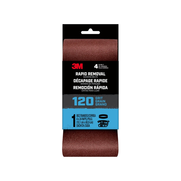 3M 27394 Rapid Removal Sanding Belt, 120 Grit, 24 Inch L x 3 Inch