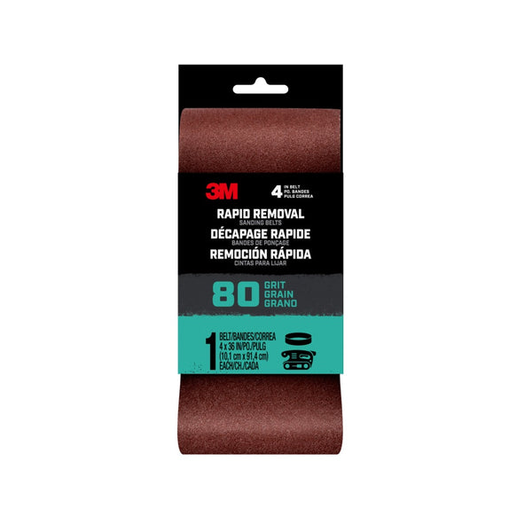 3M 27385 Rapid Removal Sanding Belt, 80 Grit