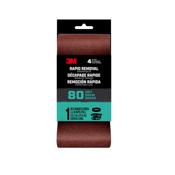 3M 27391 Rapid Removal Sanding Belt, 80 Grit, 24 Inch L x 3 Inch