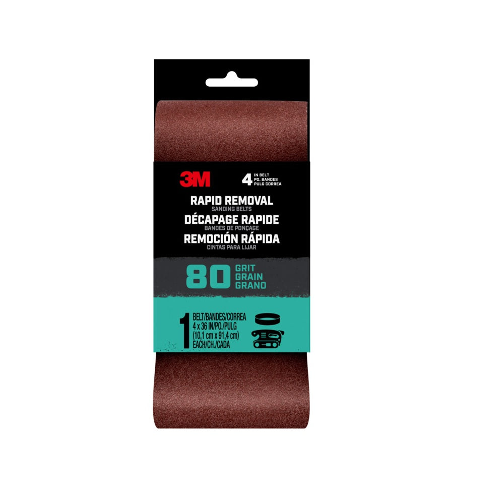 3M 27400 Rapid Removal Sanding Belt, 80 Grit, 18 Inch L x 3 Inch