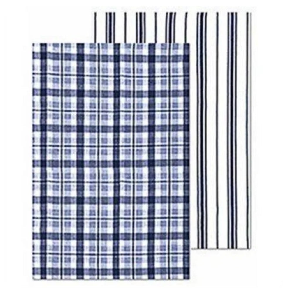 MUkitchen 6670-1955 Farmhouse Towel Set, Cotton, Ink Blue