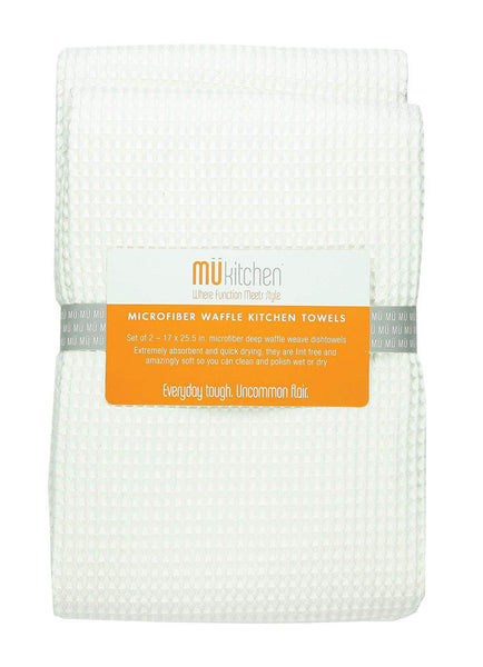 MUkitchen 6648-0901 Microfiber Dish Towels, White