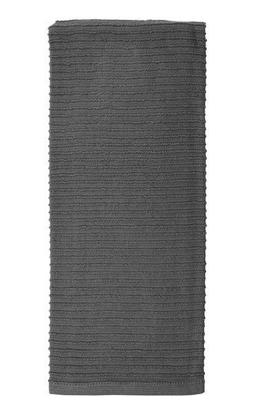MUkitchen 6615-1538 Ridged Kitchen Towel, Platinum Gray