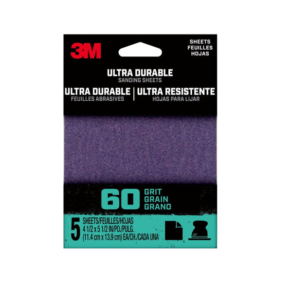 3M 27364 Ultra Durable Sanding Sheet, 60 Grit